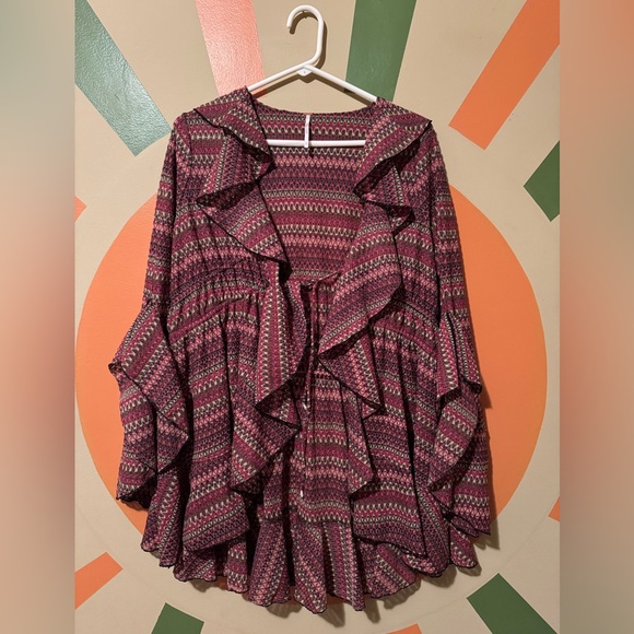 Free People Multicolor Ruffle Top - Picture 2 of 4